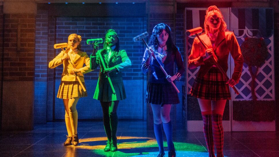 Heathers The Musical Off-Broadway Production Photos 2026 Elizabeth Teeter, Jackera Davis, Isabella Esler, and Zan Berube HR