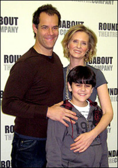 Distracted stars Josh Stamberg, Matthew Gumley and Cynthia Nixon