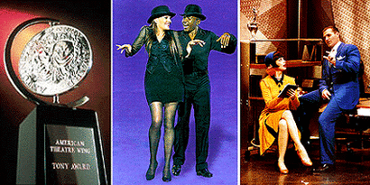 The Tony Award; Ann Reinking and Ben Vereen in Fosse; Sutton Foster and Marc Kudisch in Thoroughly Modern Millie.