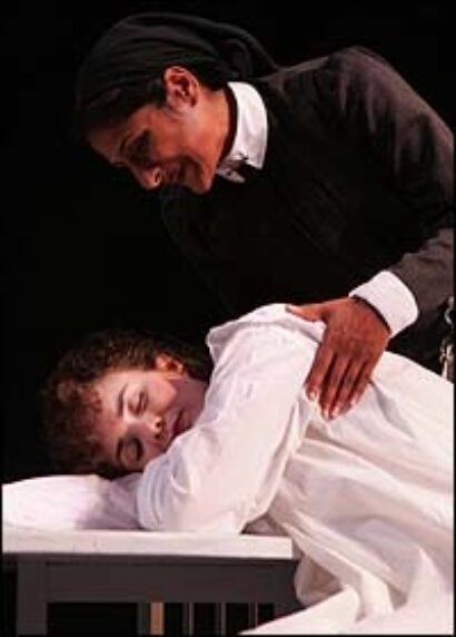 Laura Odeh (seated) and Sarayu Rao in The Cherry Orchard.
