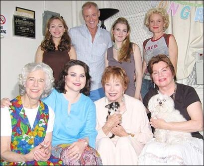 Standing From Left: Rebecca Gayheart, Robert Harling, Lily Rabe, Christine Ebersole; Sitting From Left: Frances Sternhagen, Delta Burke, Shirley MacLaine, Marsha Mason