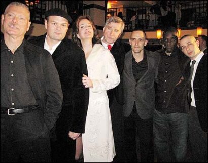 From Left: Stephen Lang, Chris Bauer, Margaret Colin, John Patrick Shanley, Jeremy Strong, Chris Chalk and Trevor Long.