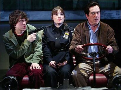 John Gallagher (left), Charlotte Randall, and Nicholas Le Prevost