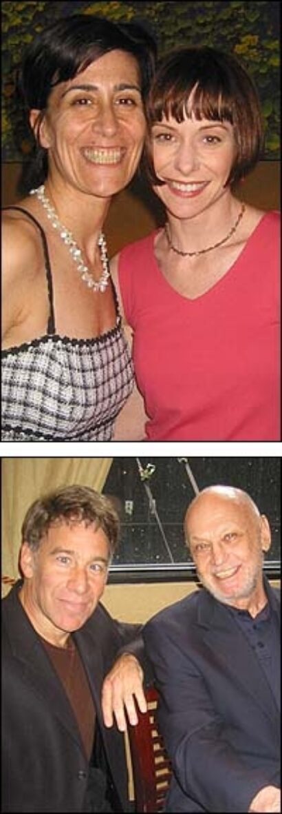Top: Jeanine Tesori and Susan Egan, Bottom: Stephen Schwartz (left) and Charles Strouse