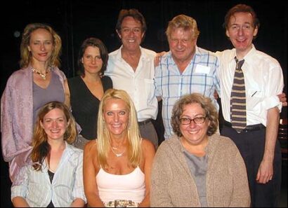 Tricia Walsh-Smith (center, front row) and Brian Murray (standing, second right), with the cast of <i>The Last Journey</i>