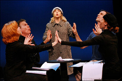 Beth Glover, Daren Kelly, Carol Kane, Howard McGillin and Veanne Cox in rehearsal for <i>High Spirits</i>