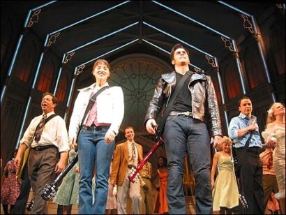 The cast gives their opening night curtain call