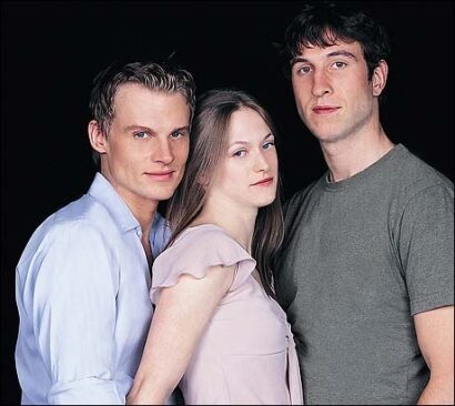 From Left: Jeffrey Carlson, Marin Ireland and Pablo Schreiber in <i>Manuscript</i>