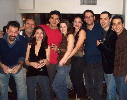 Gia Forakis and Michael John Garces, with the cast of <i>Acts of Mercy</i>.