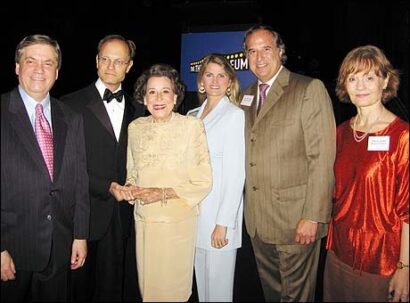 From Left: Michael Presser, David Hyde Pierce (<i>Spamalot</i>), Kitty Carlisle Hart, Comley, Lane and Helen Guditis.