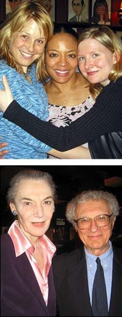 Top: Arija Bareikis (left), Lauren Velez, and Visi Sturgis, Bottom: Marian Seldes and Sheldon Harnick