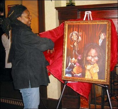 Whoopi Goldberg unveils her portrait at Tony's Di Napoli