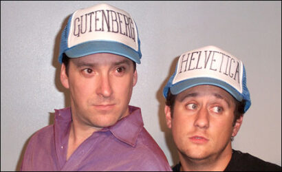 Jeremy Shamos and Christopher Fitzgerald star in <i>Gutenberg! The Musical!</i>.
