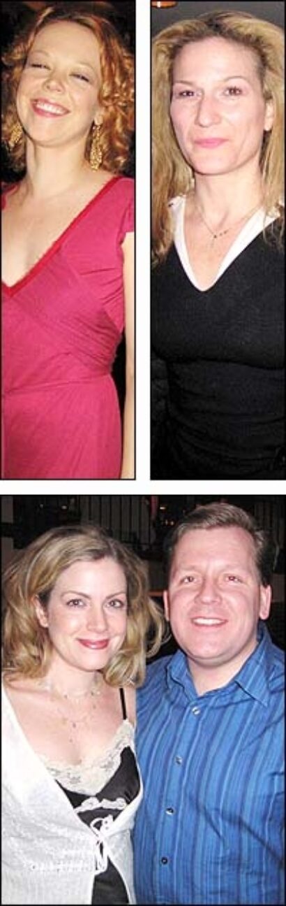 From Top: Emily Bergl; Ana Gasteyer; David Lindsay-Abaire (right) and wife Chris.