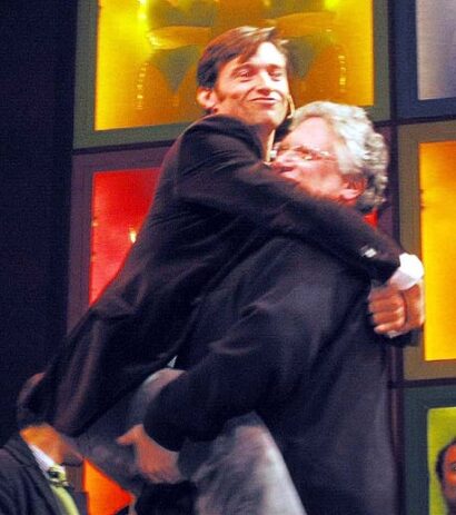 Hugh Jackman and Harvey Fierstein get into the spirit of things