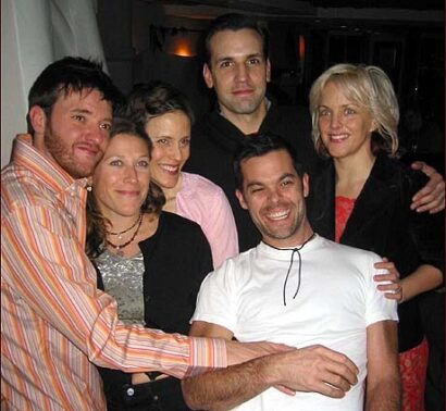 Adam Bock (white t-shirt) and the cast