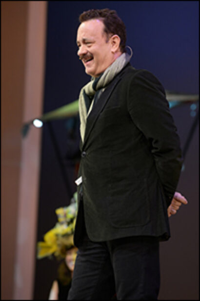 Tom Hanks onstage at Easter Bonnet