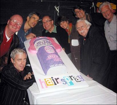 From Left: Mark O'Donnell, Scott Wittman (kneeling), Jerry Mitchell, Jack O'Brien, Margo Lion, Tom Meehan, David Rockwell, and Tom Viertel