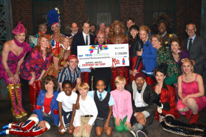 Cyndi Lauper with the cast of <i>Kinky Boots</i>