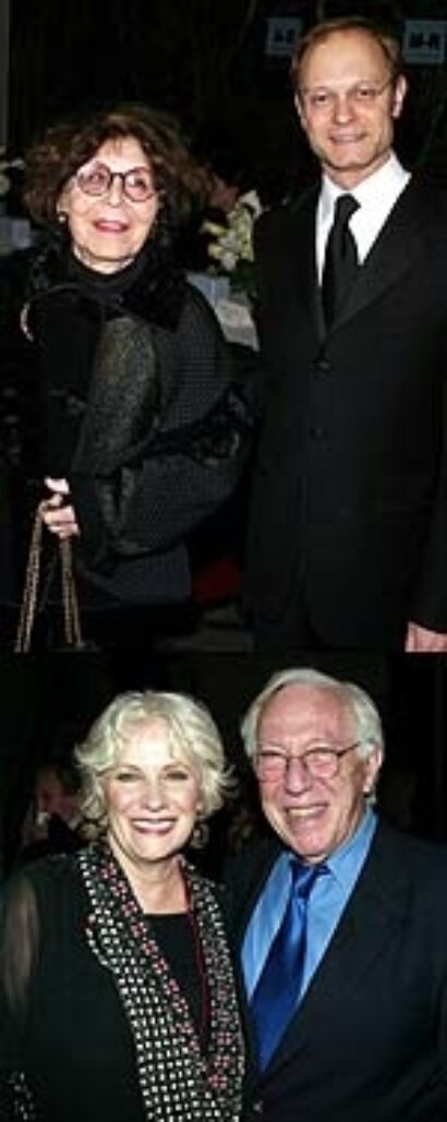 Top: Betty Comden and David Hyde Pierce, Bottom: Betty Buckley and Bernard Gersten