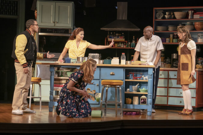 Birthday Candles_Broadway_Production Photos_2022_Christopher Livingston, Debra Messing, Crystal Finn, John Earl Jelks, and Susannah Flood_HR