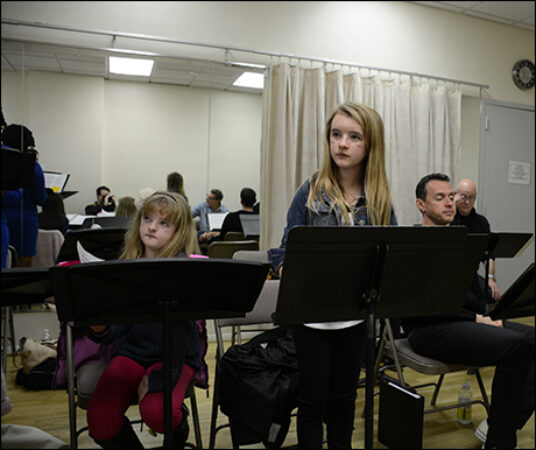 Milly Shapiro, Abigail Shapiro, Andrew Lippa and Anthony Warlow
