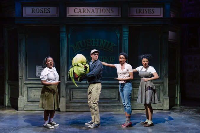 Little Shop of Horrors Off-Broadway Production Photos 2026 Christine Wanda, Joshua Bassett, Morgan Ashley Bryant, and Savannah Lee Birdsong HR