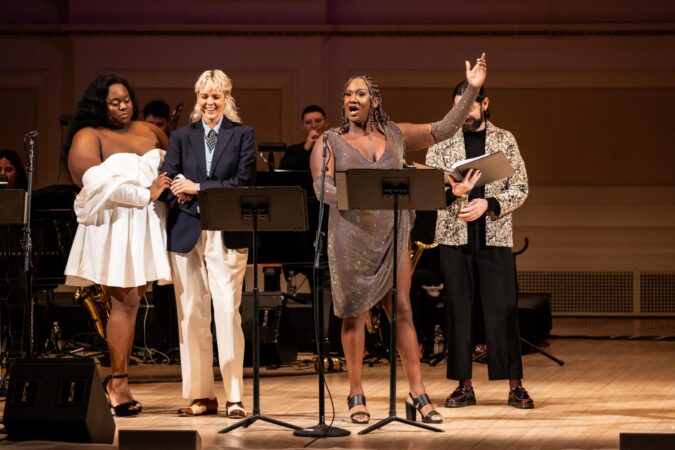 The Drowsy Chaperone Breaking The Binary Carnegie Hall Production Photos 2025 Alex Newell, Betty Who, Garnet Williams, and Max Mendoza Crumm HR