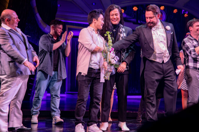Beetlejuice_Broadway_Reopening Bows_2022_Danny Rutigliano, Julian De Guzman, Kelvin Moon Loh, and Adam Dannheisser_HR