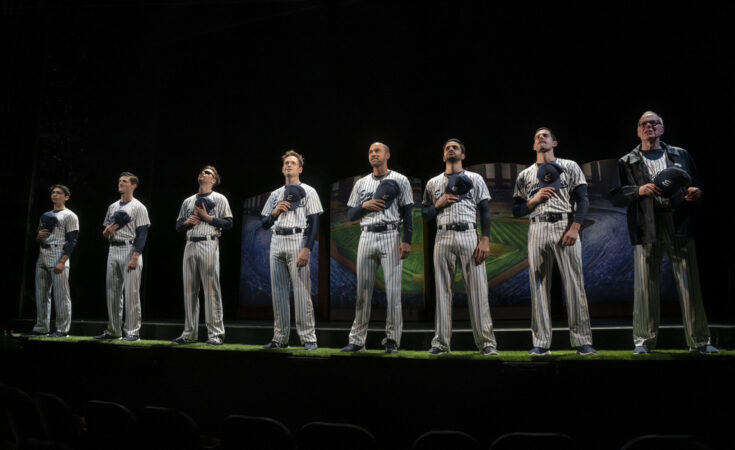 Take Me Out_Broadway_Production Photos_2022_Julian Cihi, Tyler Lansing Weaks, Michael Oberholtzer, Patrick J. Adams, Jesse Williams, Hiram Delgado, Eduardo Ramos, and Ken Marks_HR