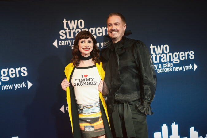 Two Strangers Carry a Cake Across New York Broadway 2025 Opening Night Dylan Mulvaney Tim Jackson HR