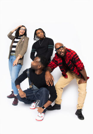 Tambo & Bones_Playwrights Horizons_Cast Portraits_2021_Taylor Reynolds, Tyler Fauntleroy, W. Tré Davis, and Dave Harris_HR