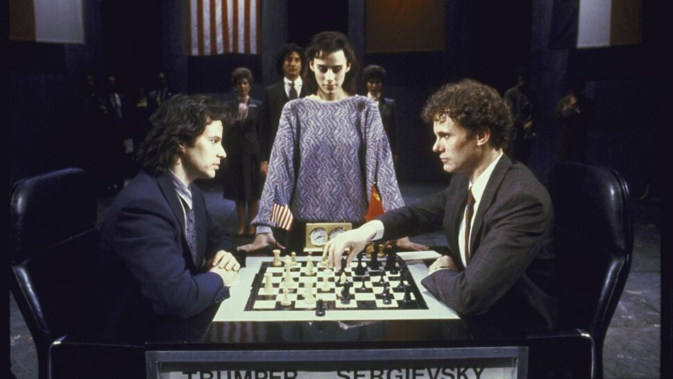 Chess Broadway Production Photos 1988 Philip Casnoff, Judy Kuhn, and David Carroll HR