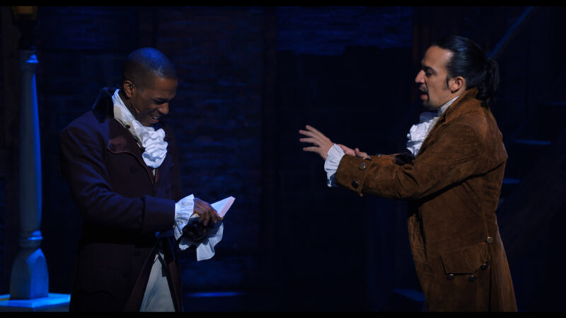 Hamilton_Disney+_Production Photos_Leslie Odom, Jr. and Lin-Manuel Miranda_HR