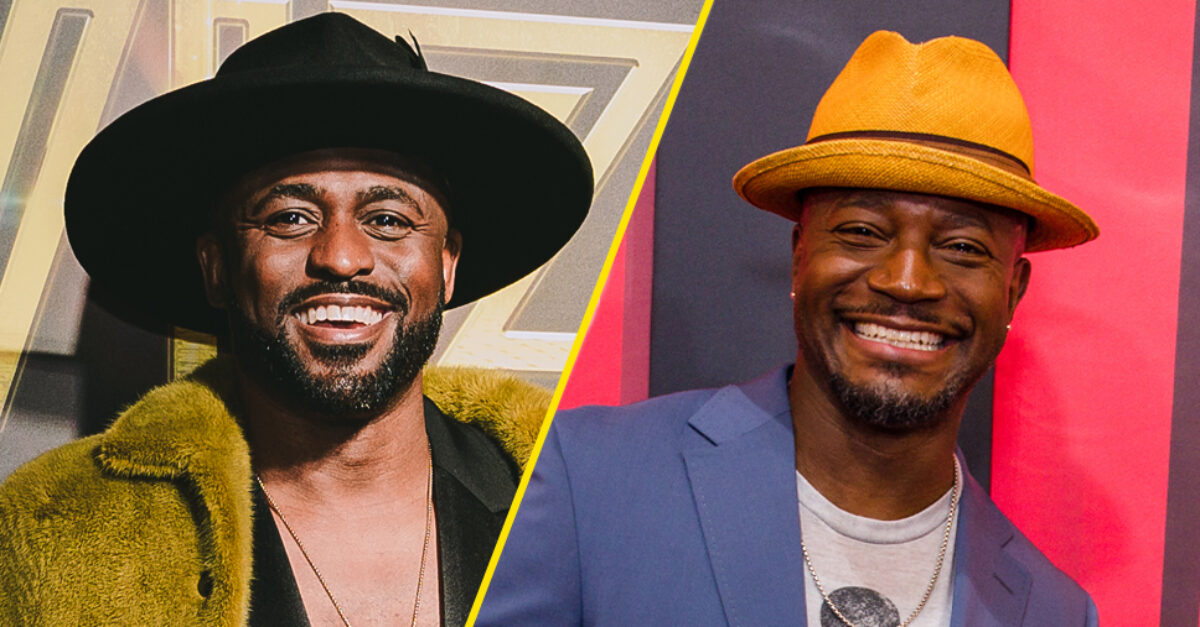 Taye Diggs and Wayne Brady in Moulin Rouge costumes