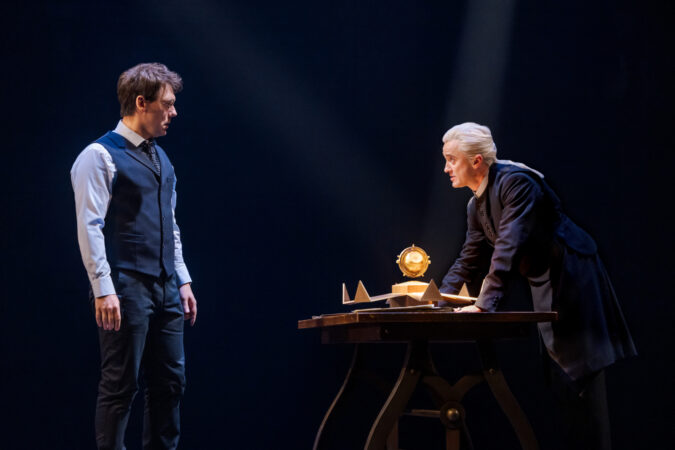 Harry Potter and the Cursed Child Broadway Production Photos 2025 John Skelley and Tom Felton HR