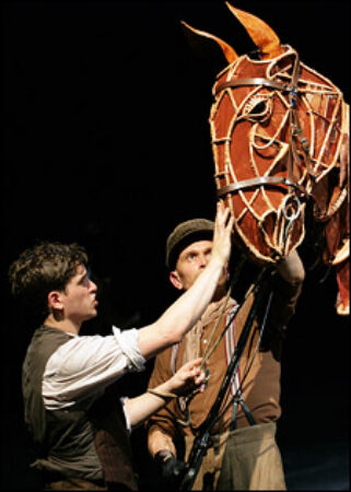 Kit Harington, Craig Leo (puppeteer) and Joey (puppet)