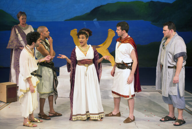 Penelope_The York Theatre_Production Photos_2022_Jacob Simon, David LaMarr, ﻿Britany Nicole Simpson, Sean Thompson, and George Slotin_HR