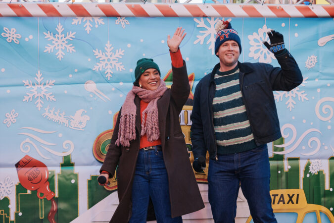 Elf The Musical Broadway Times Square 2025 Grey Henson and Cameron Anika Hill HR