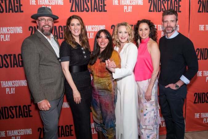 The Thanksgiving Play_Broadway_Opening Night_2023_Chris Sullivan, D'Arcy Carden, Rachel Chavkin, Katie Finneran, Larissa FastHorse, and Scott Foley_HR