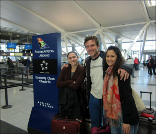 Natalie, Kevin and I check-in at the airport and prepare for our 14 hour flight!