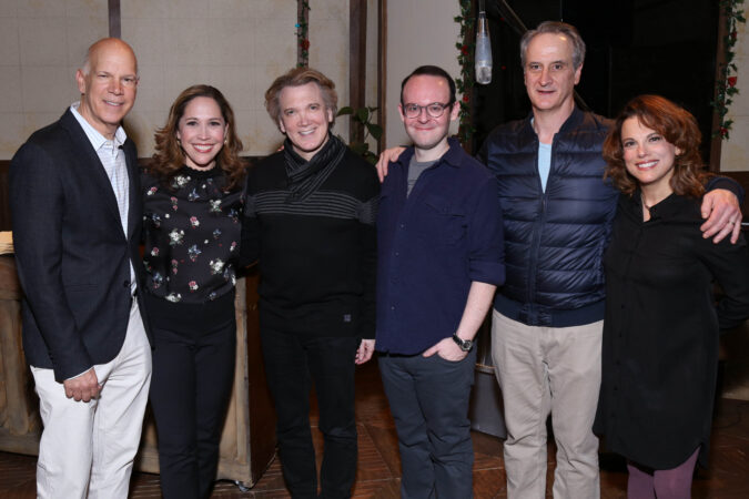 Smart Blonde_Off Broadway_Backstage_2019_David Zippel, Andréa Burns, Charles Busch, Jonathan Spivey, Mark Lotito, and Andrea Bianchi_HR