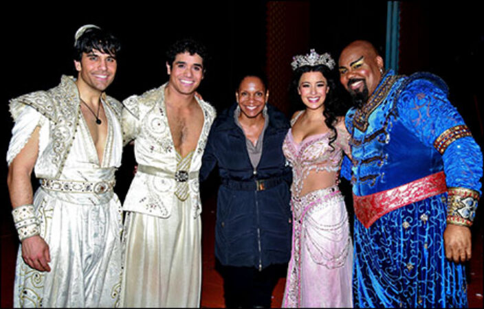 Steel Burkhardt, Adam Jacobs, Audra McDonald, Courtney Reed and James Monroe Iglehart