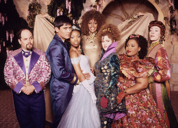 Cinderella_Film_Production Photos_1997_Jason Alexander, Paolo Montalban, Brandy Norwood, Whitney Houston, Bernadette Peters, Natalie Desselle Reid, and Veanne Cox_HR