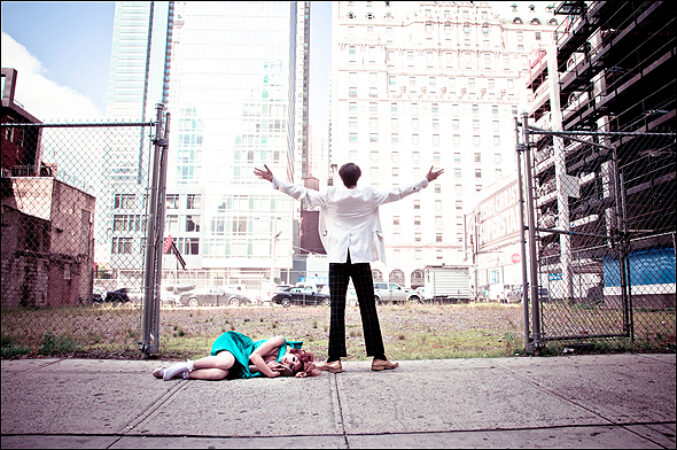 Penny passes out in front of an empty lot and Gaz declares, "Penny, this is perfect! This is where we will pitch our tent!"