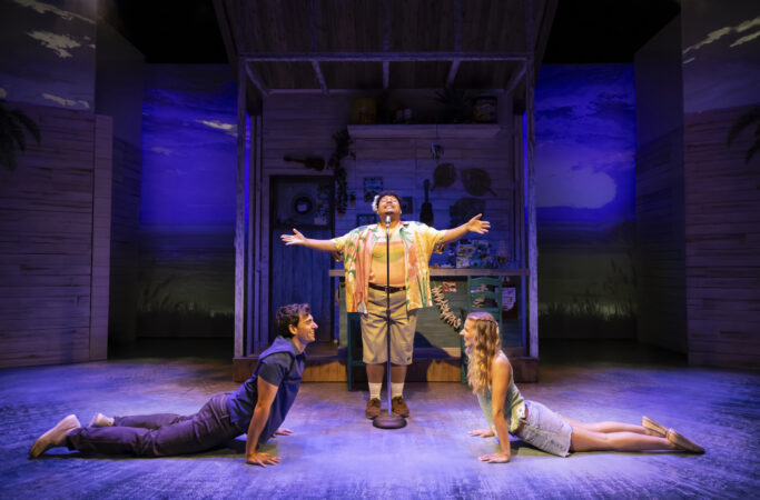 50 First Dates The Musical London Production Photos 2025 Josh St.Clair, Chad Saint Louis, and Georgina Castle HR