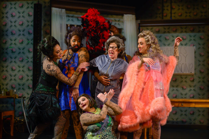 The Tattooed Lady_Philadelphia_Production Photos_2022_Kim Blanck, Sophia Ramos, Grace Slear, Jackie Hoffman, and Jessie Shelton_HR