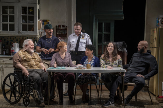 Between Riverside And Crazy_Broadway_Production Photos_2022_Stephen McKinley Henderson, Victor Almanzar, Elizabeth Canavan, Michael Rispoli, Liza Colón-Zayas, Rosal Colon, and Common_HR