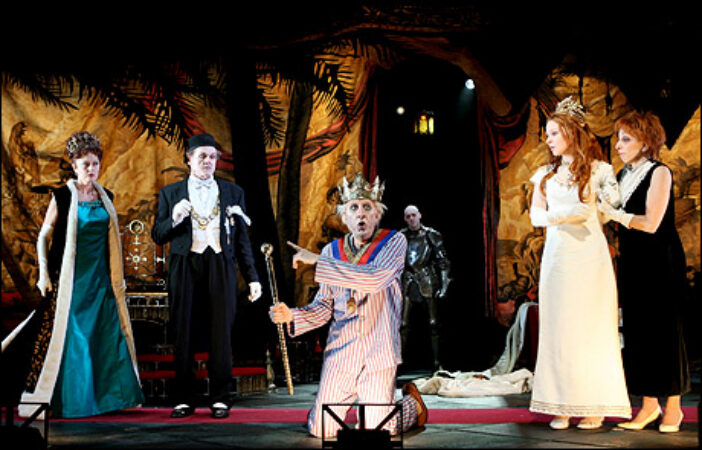 Susan Sarandon, William Sadler, Geoffrey Rush, Brian Hutchison (background), Lauren Ambrose and Andrea Martin