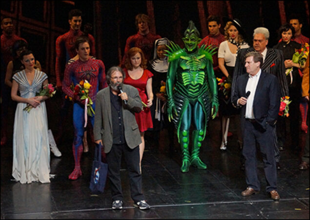 Producers Michael Cohl and Jeremiah Harris with the cast